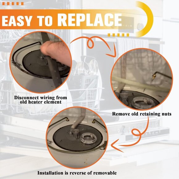 W10518394 Dishwasher Heating Element Whirlpool Kenmore Maytag Amana - Picture 5 of 6